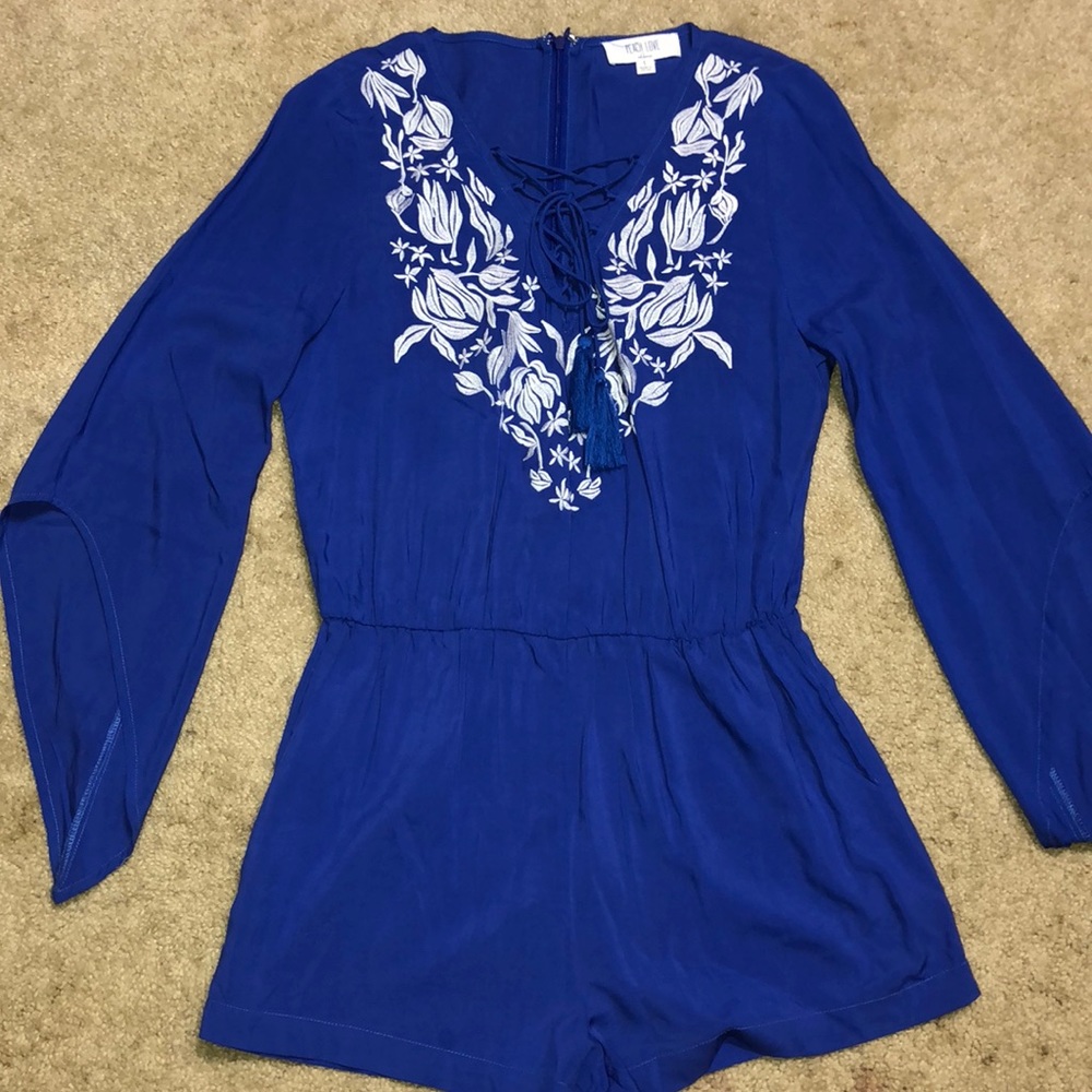 Blue Lace Up Romper